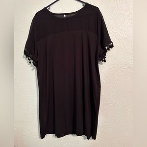 Black Dress with Fringe Detail on Sleeves